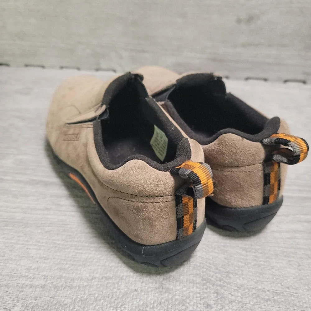 Merrell Jungle Moc Kids Shoes Size 3.5M Taupe Suede Leather Slip On Hiking